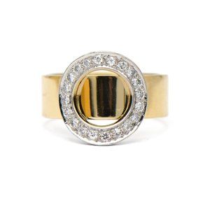18k Yellow Gold & Platinum Diamond Circle Ring